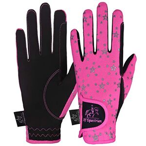 AFE Gants d'équitation pour enfants unisexes pour filles et garçons Gants d'équitation de plein air Gants de cyclisme pour enfants Noir bleu rose Motif étoiles roses Taille M - Publicité