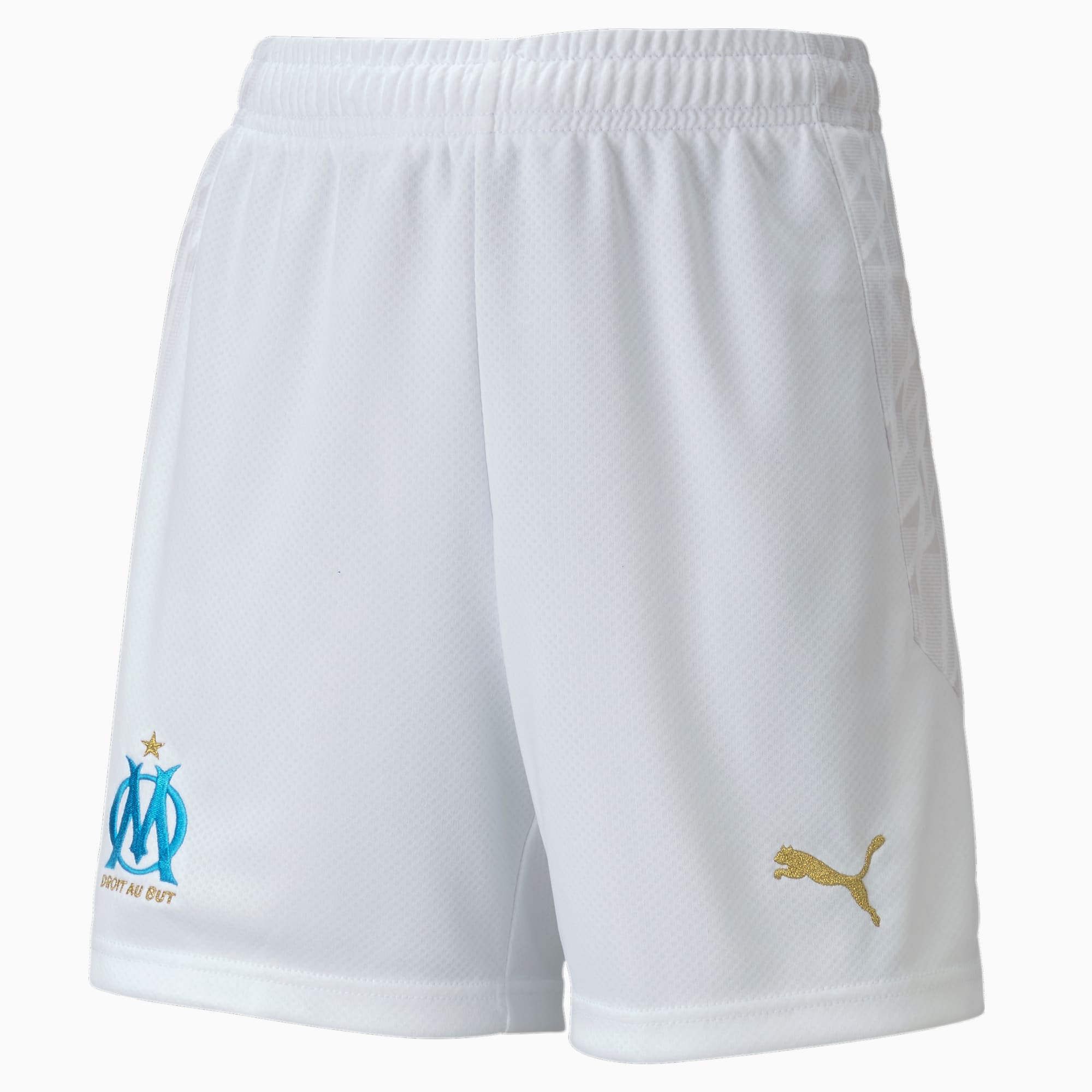 PUMA Short de football Olympique de Marseille Replica enfant et adolescent, Blanc/Bleu, Taille 164, Vêtements