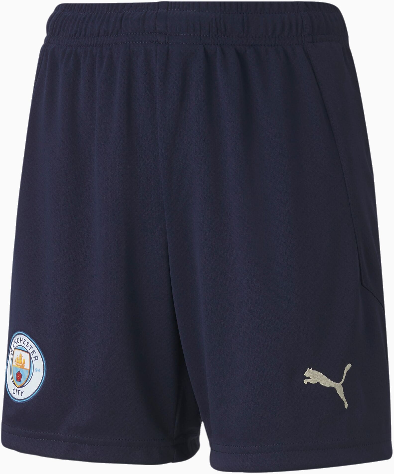 PUMA Short de football Man City Youth pour Enfant, Bleu/Blanc, Taille 176, Vêtements