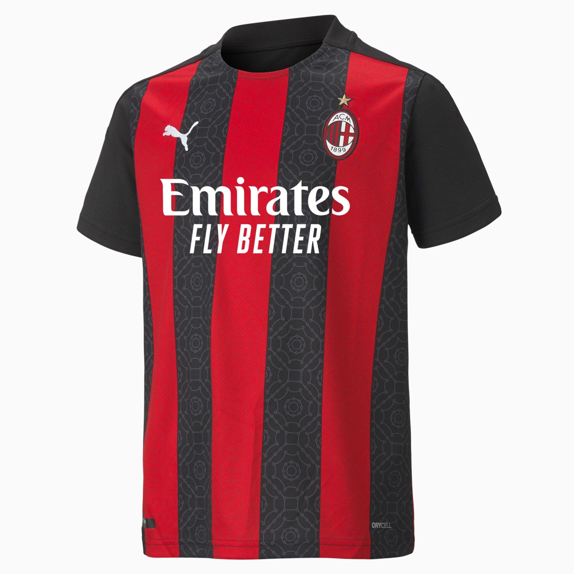 PUMA Maillot Domicile Milan AC Replica enfant et adolescent, Rouge/Noir, Taille 176, Vêtements