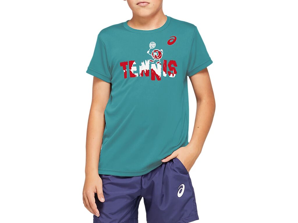 Asics Tennis B Graphic T Techno Cyan Enfants Taille XL