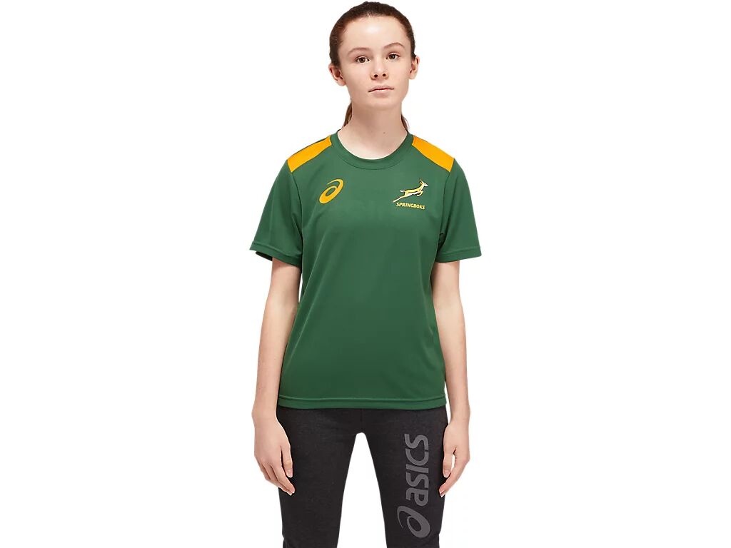 Asics Ahq Sb Ss Training Top (fan Tee) Oak Green / Carrot Curl Enfants Taille M