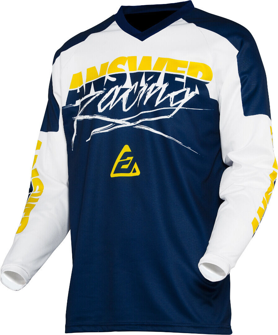 Answer Racing Answer Syncron Pro Glow Youth Motocross Jersey  - White Blue Yellow