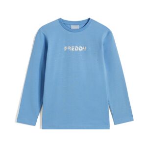 Freddy T-shirt da bambina manica lunga con logo e decoro argento Azzurro Junior 6 Anni