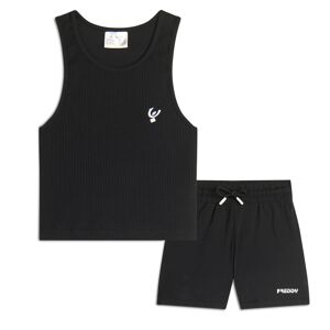 Freddy Completo estivo da bambina con top e shorts Nero Junior 10 Anni