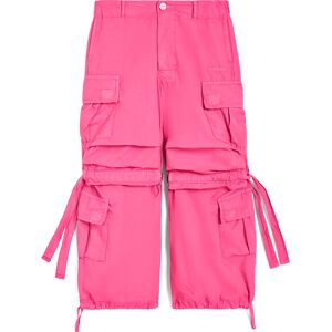 Freddy Pantaloni cargo da bambina in cotone tinto capo Fuxia Junior 10 Anni