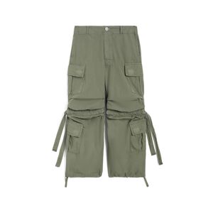 Freddy Pantaloni cargo da bambina in cotone tinto capo Verde Militare Junior 8 Anni