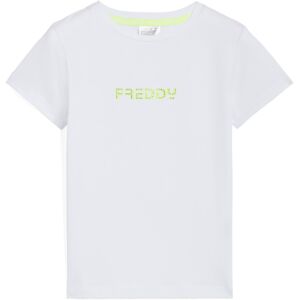 Freddy T-shirt da bambina con logo fluo decorato da strass Bianco Junior 10 Anni