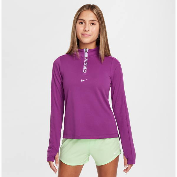 nike maglia a manica lunga con zip a metà lunghezza dri-fit  pro – bambina/ragazza - viola