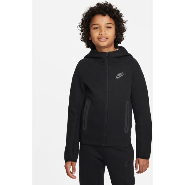 nike felpa con zip e cappuccio sportswear tech fleece nero bambino fd3285-010 l