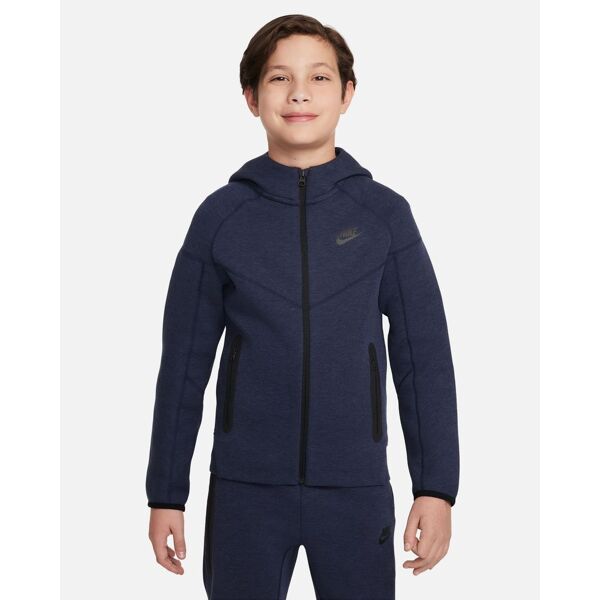 nike felpa con zip e cappuccio sportswear tech fleece blu navy bambino fd3285-473 l