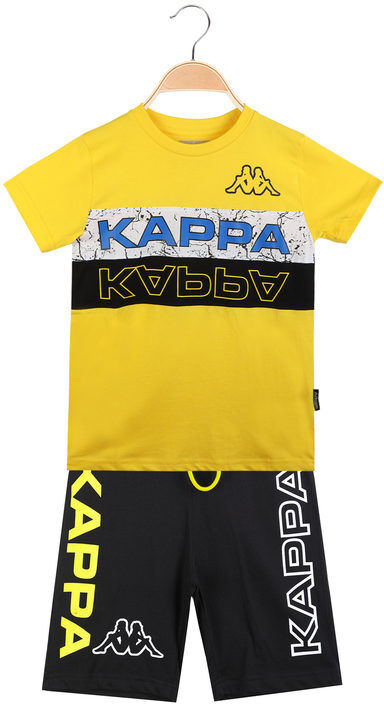 Kappa Completo corto da ragazzo t-shirt + bermuda con stampa Completi 3-16 Anni bambino Giallo taglia 10