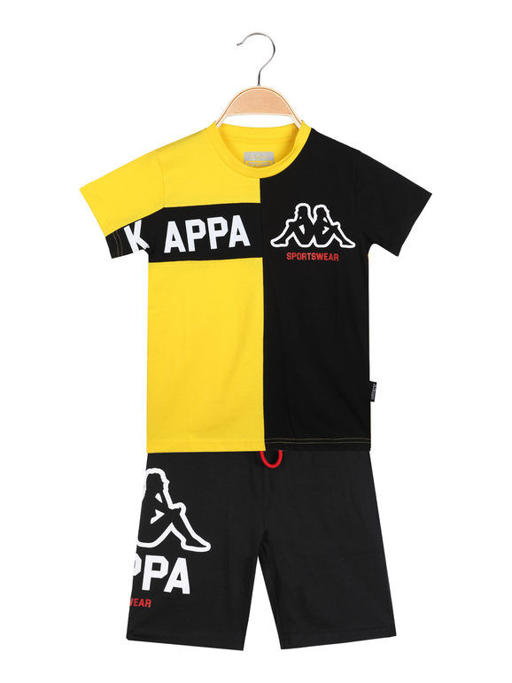 Kappa Completo corto da ragazzo t-shirt + bermuda Completi 3-16 Anni bambino Giallo taglia 08