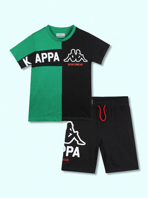 Kappa Completo corto da ragazzo t-shirt + bermuda Completi 3-16 Anni bambino Verde taglia 10