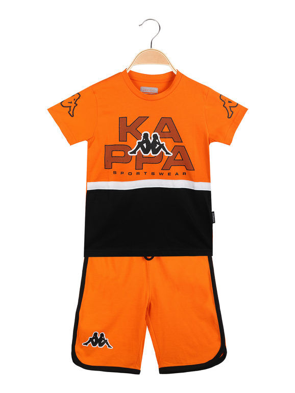 Kappa Completo sportivo corto da ragazzo t-shirt + bermuda Completi 3-16 Anni bambino Arancione taglia 10