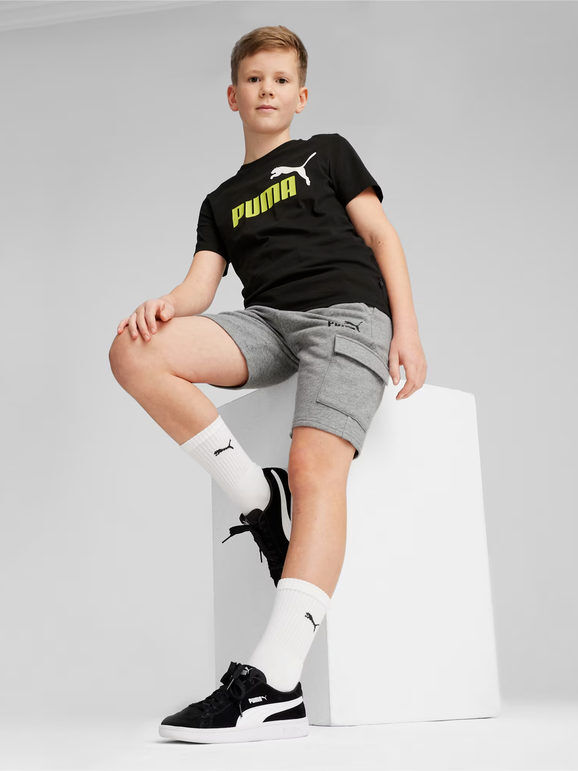 Puma Essentials+ Two-Tone Logo T-shirt da ragazzo T-Shirt e Top bambino Nero taglia 09/10