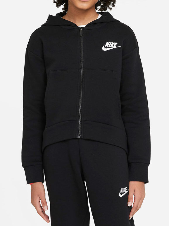 Nike Felpa cropped da ragazza con cappuccio e zip Felpe bambina Nero taglia M