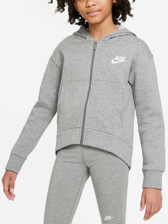 Nike Felpa cropped da ragazza con cappuccio e zip Felpe bambina Grigio taglia M
