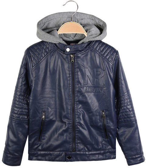 Hollywork Giacca in ecopelle da ragazzo con cappuccio Giacche Ecopelle bambino Blu taglia 14