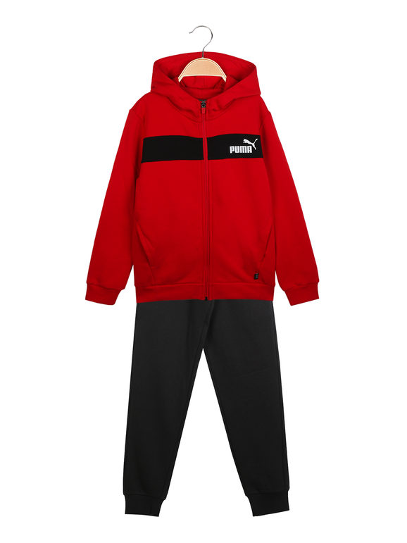 Puma PANEL HOODED TRACKSUIT Tuta felpata da bambino con cappuccio Tute Sportive bambino Rosso taglia 09/10