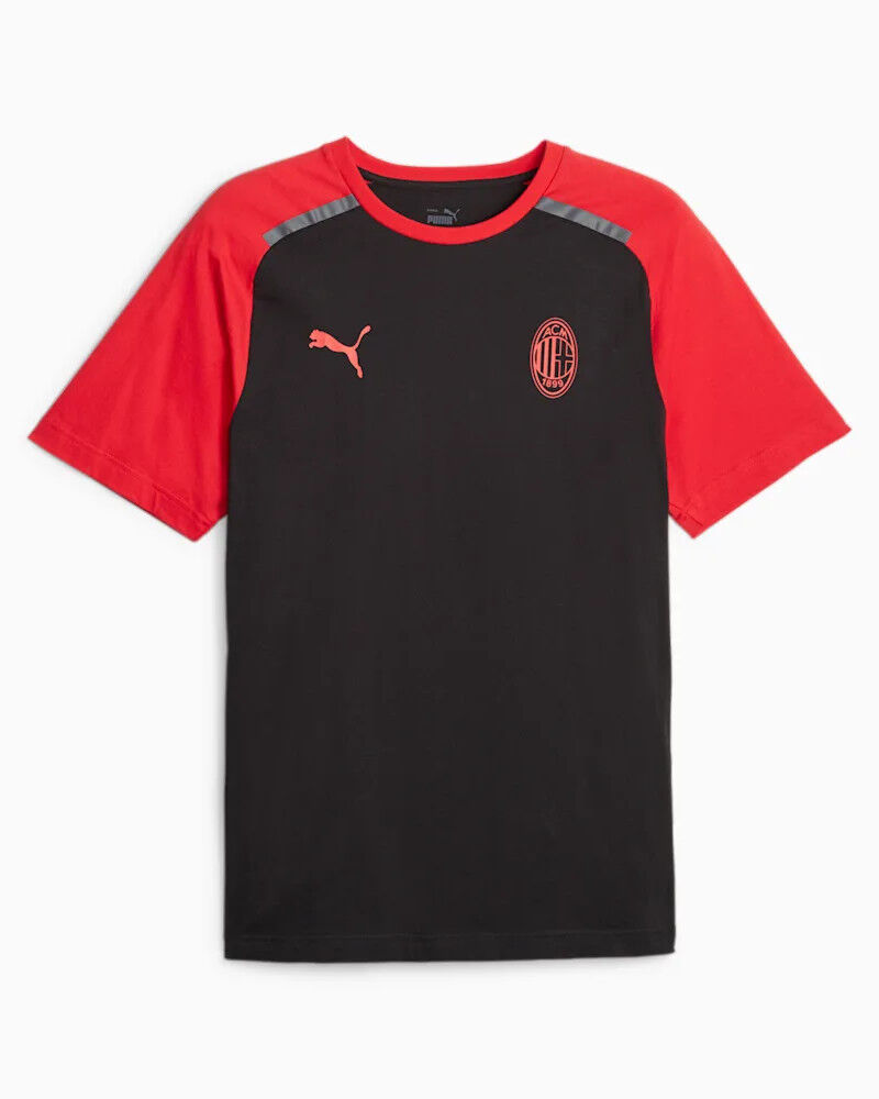 Puma Ac Milan T-shirt maglia maglietta 2023 24 Nero Cotone Jersey Casuals