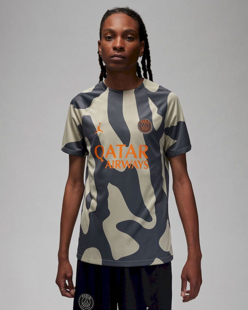 Nike PSG Jordan Maglia Allenamento Training Beige Camo Pre match Stadium Top