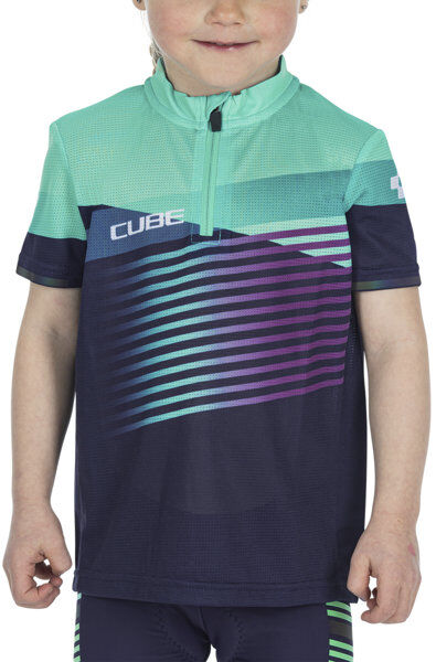 Cube Teamline Rookie S/S - maglia ciclismo - bambino Blue/Green XS