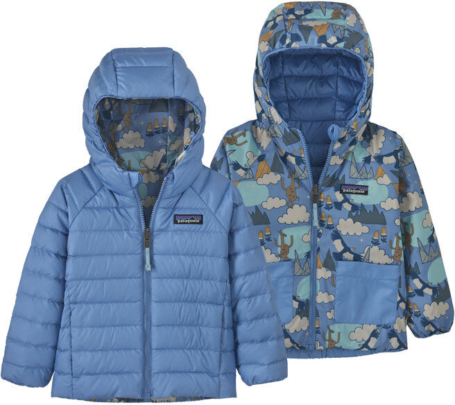 Patagonia Baby Reversible Down Hoody Jr - giacca piumino - bambino Light Blue/Multicolor 3A