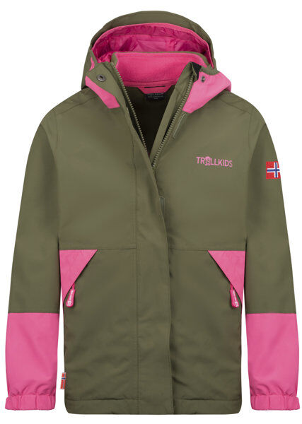 Trollkids Kjerak 3in1 - giacca trekking - bambino Green/Pink 152
