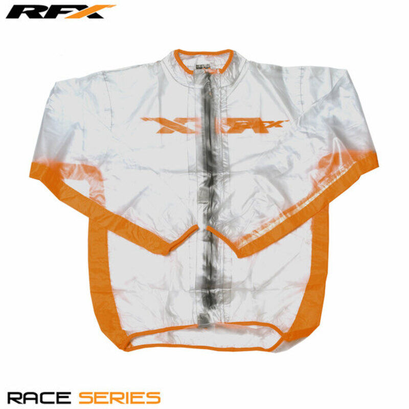 RFX Giacca antipioggia sportiva (trasparente/arancione) - taglia bambino L (10-12 anni)