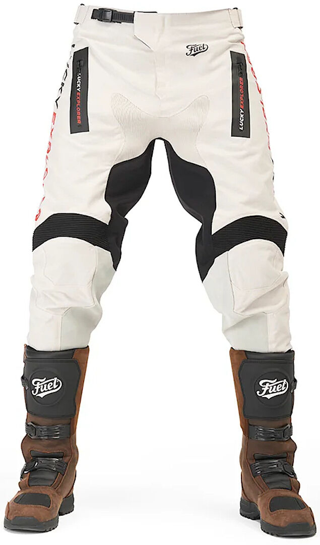 Fuel Endurage Lucky Explorer Pantaloni Motocross Bianco Rosso 32