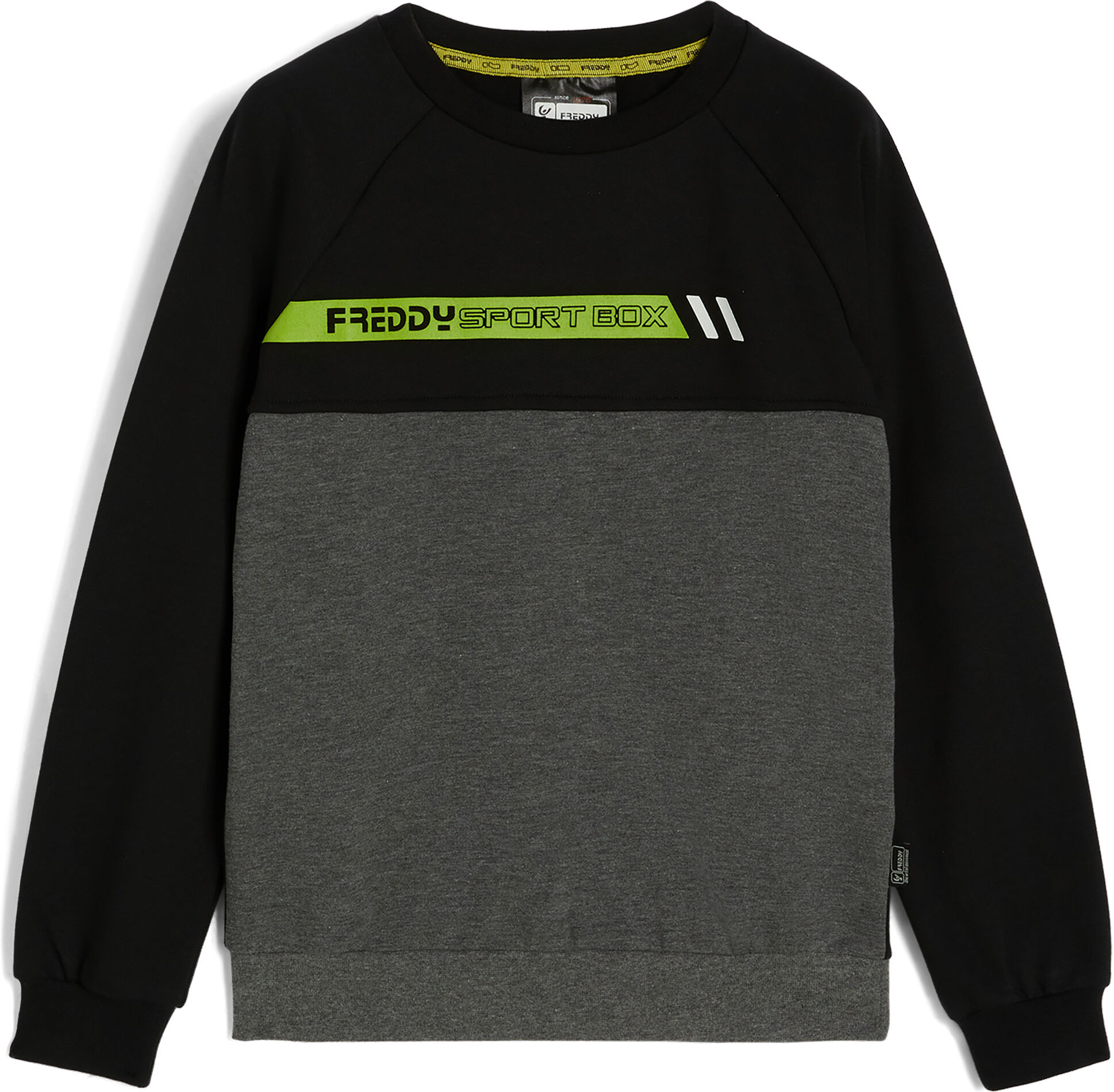 Freddy Felpa bambino con maniche raglan e stampa fluo Black Junior 8 Anni