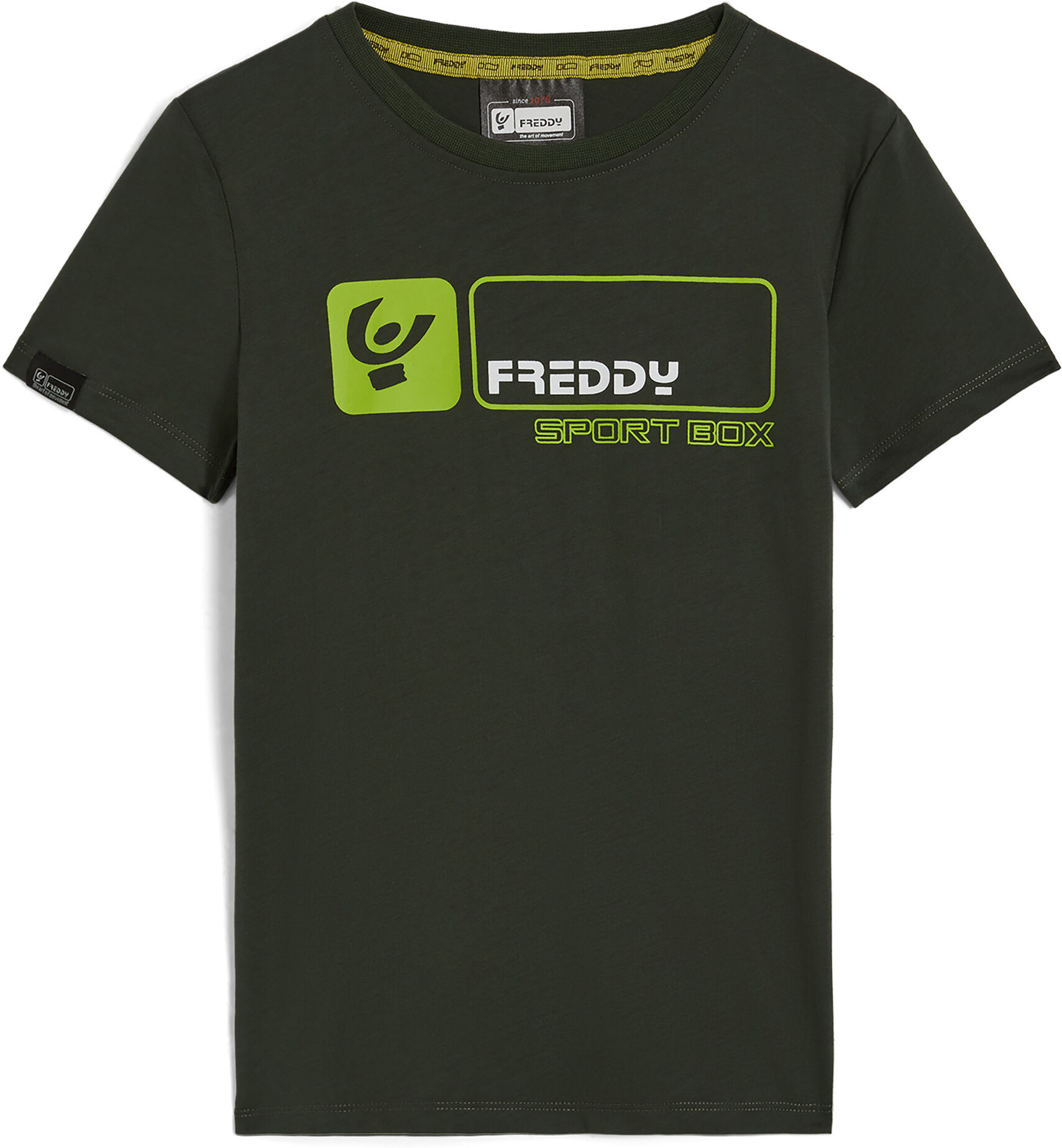 Freddy T-shirt bambino manica corta con maxi logo fluo Verde Militare Junior 8 Anni