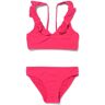 HEMA Kinder Bikini Met Ribbels Donkerroze (donkerroze) Donkerroze 122/128