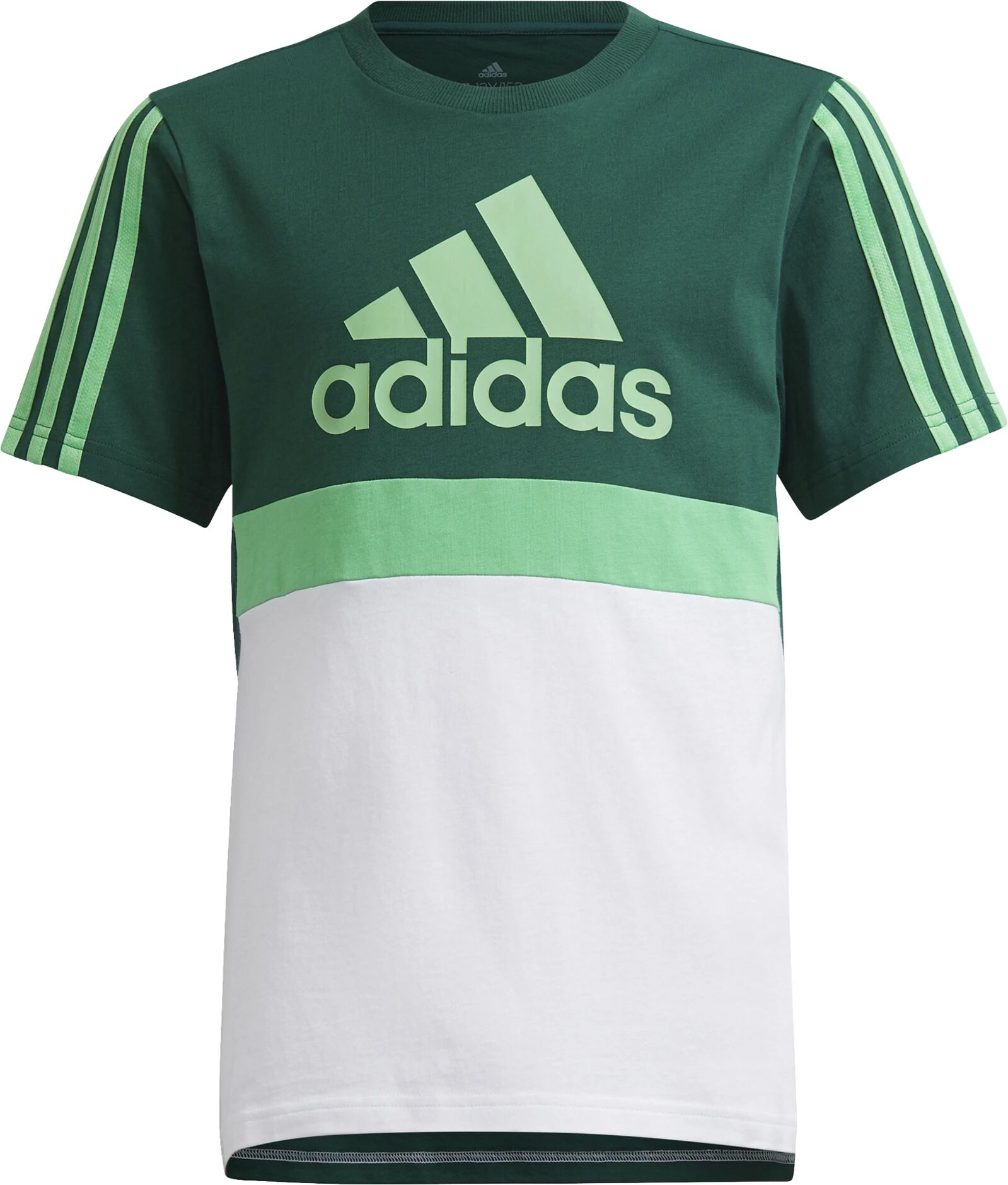 adidas Essentials ColourBlock Tee, t-skjorte junior 164 COLLEGIATE GREEN/WHI