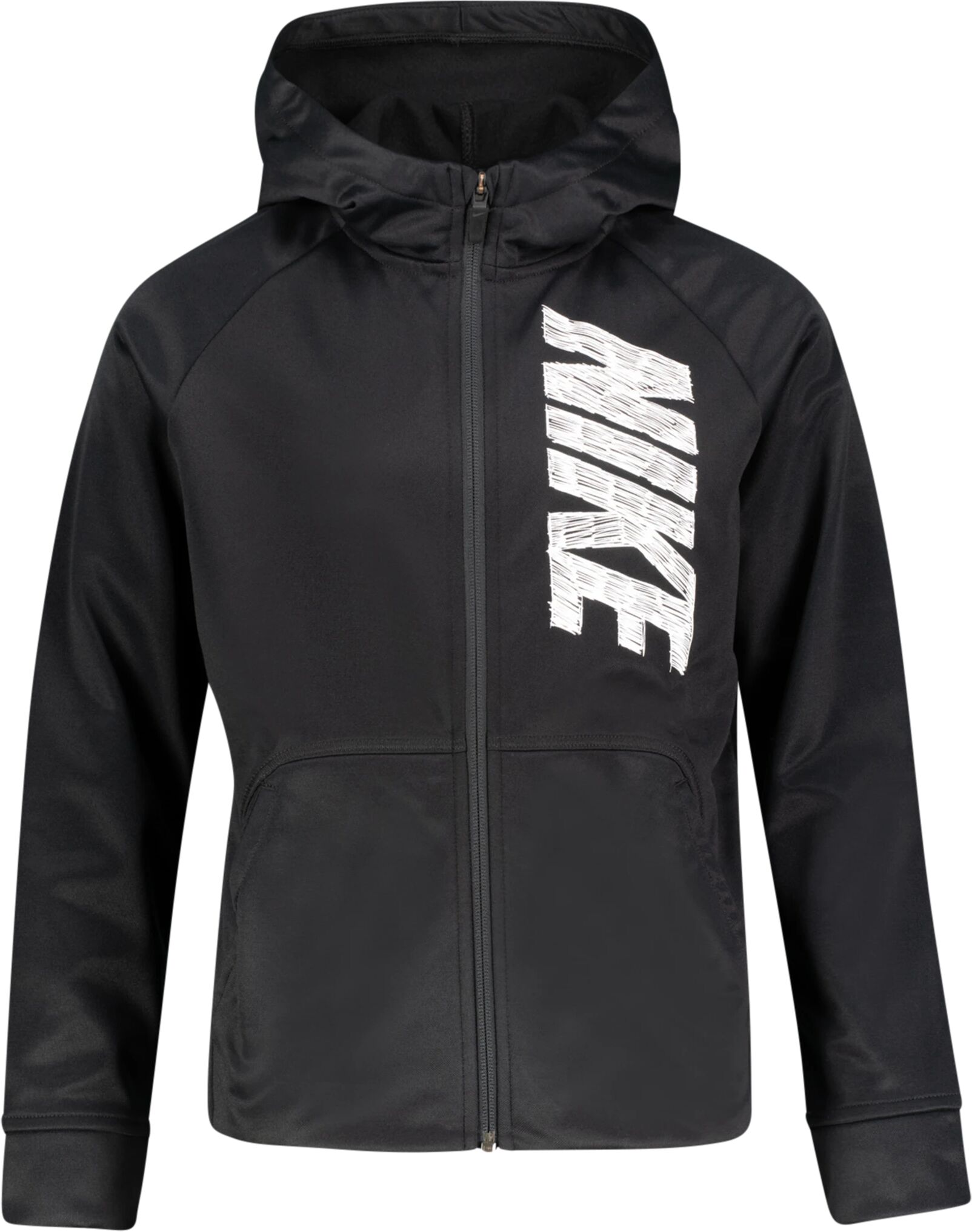 Nike Therma Full-Zip Graphic Training Hoodie, hettejakke junior L BLACK/WHITE