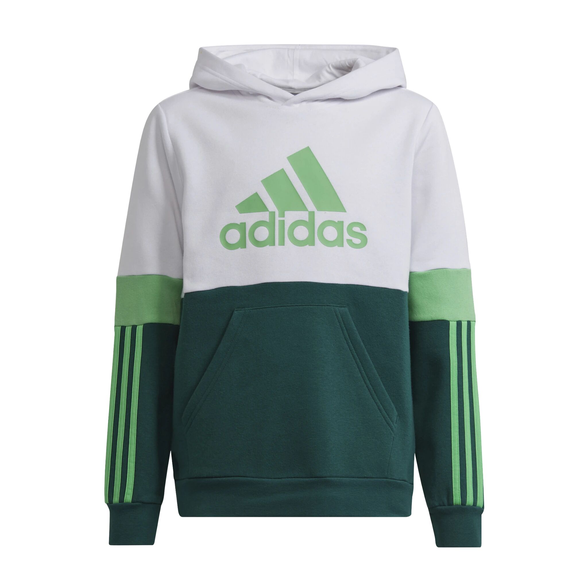 adidas Essential Fleece Colorblock Sweater, hettegenser junior 152 COLLEGIATE GREEN/WHI