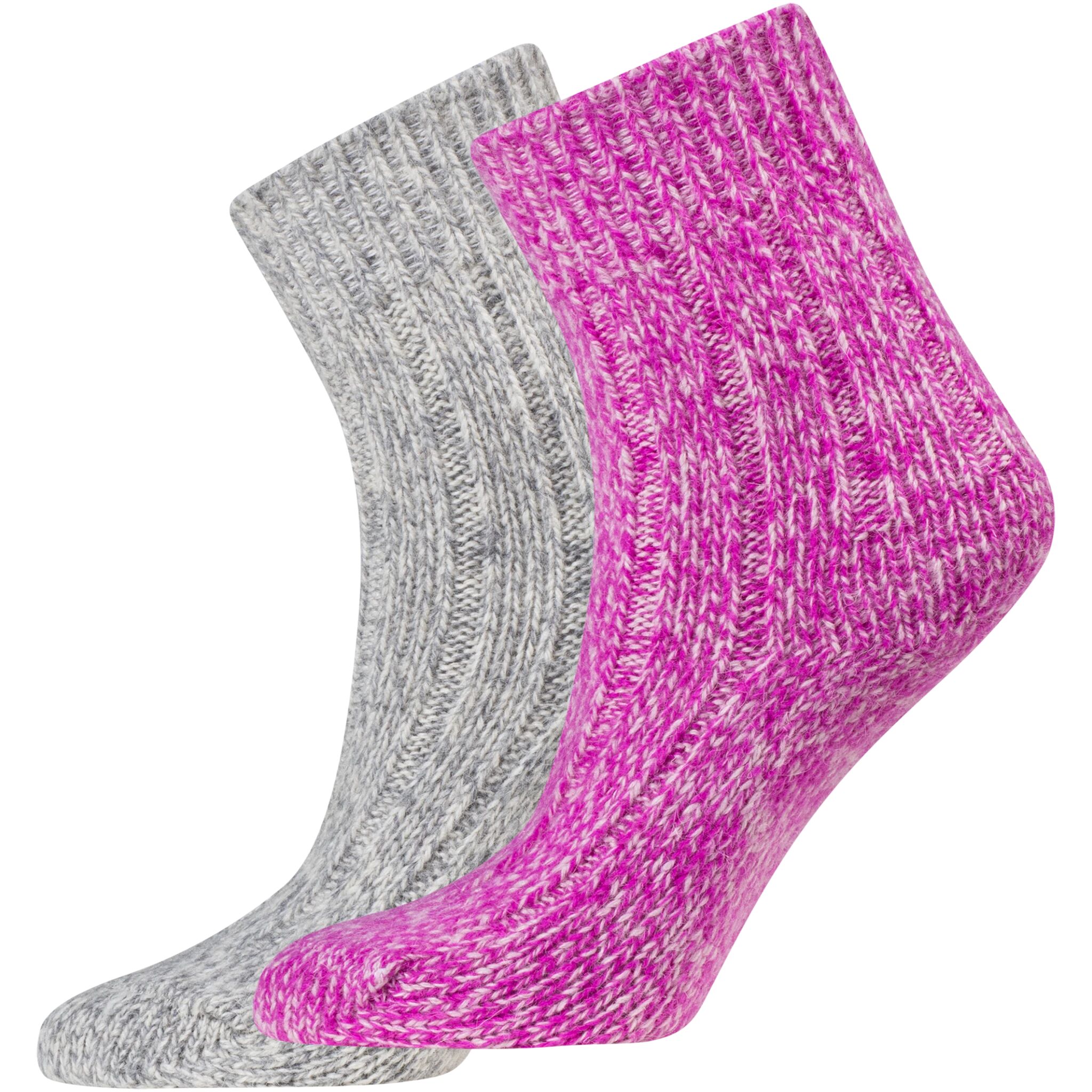Line One Heavy Knit Sock 2pk, sokker junior 31-34 Grey Melange/purple