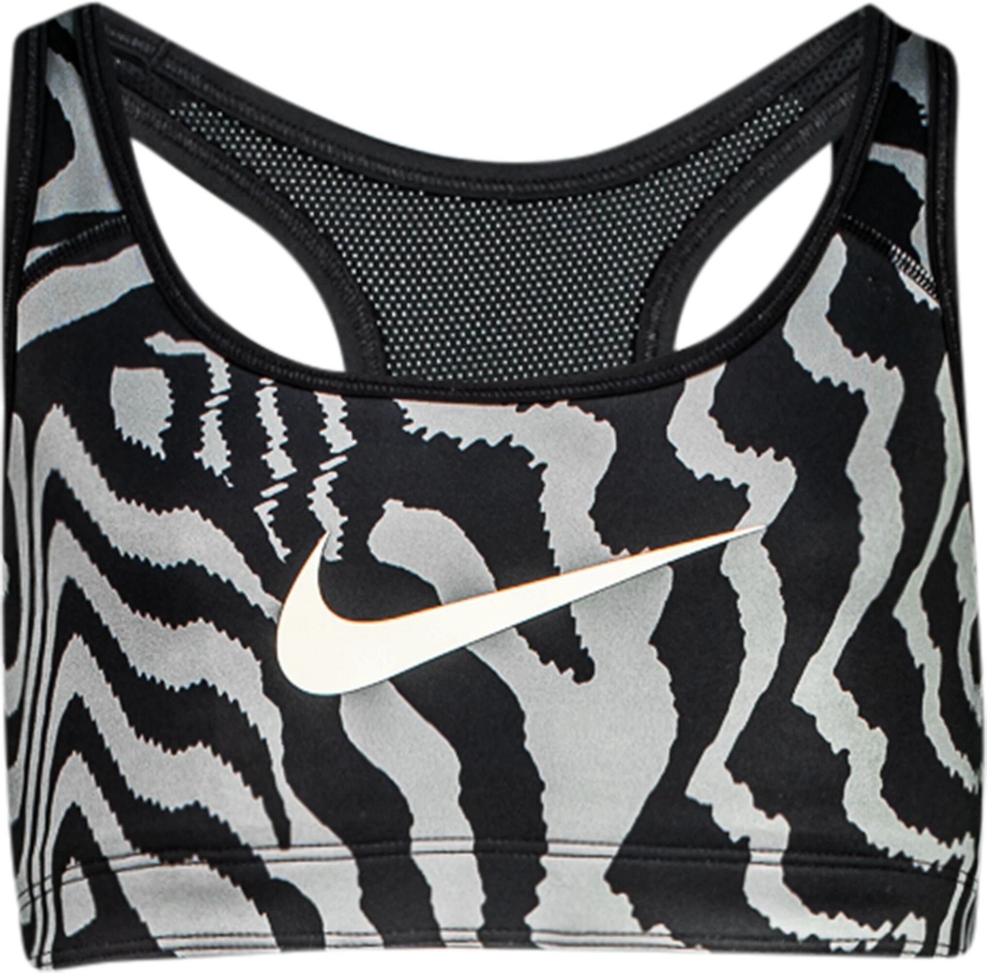 Nike Swoosh AOP Reversible Bra, sports-bh junior M Black/black/coconut