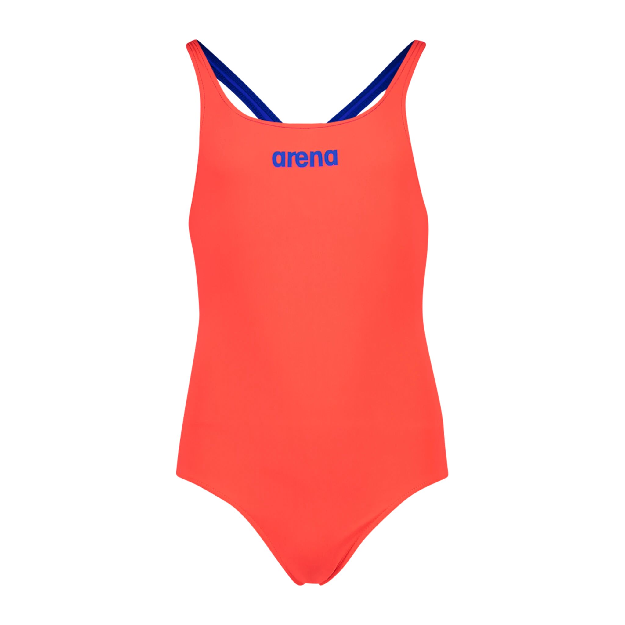 Arena Girl Solid Swim Pro, badedrakt junior 8-9 Fluo Red-neon Blue