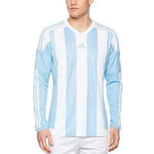 adidas Junior Striped Long Sleeve Jersey Colour: Blue, Size: 5-6 years