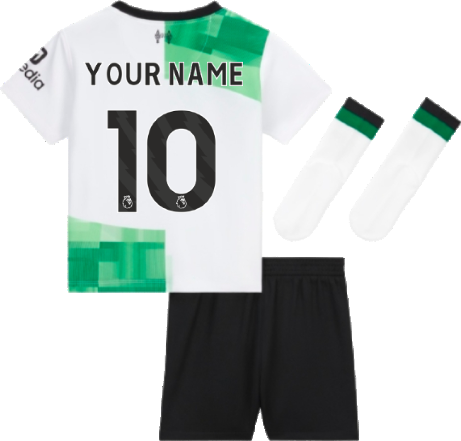 Nike 2023-2024 Liverpool Away Little Boys Mini Kit (Your Name) - White - male - Size: LB 6-7yrs (116-122cm)