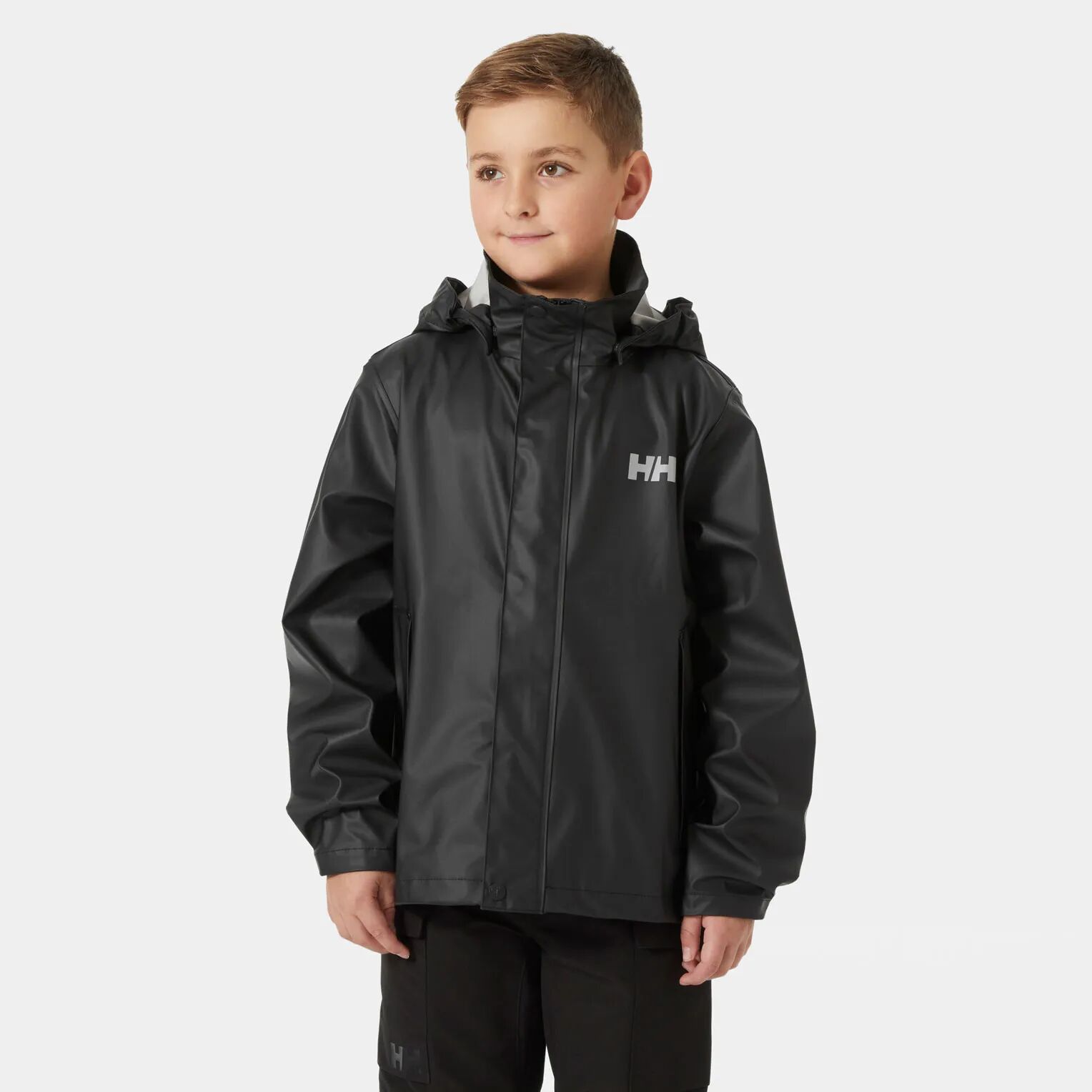 Helly Hansen Junior's Moss Classic Helox Rain Jacket Black 128/8