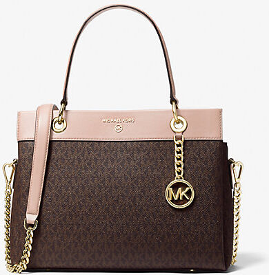 MICHAEL Michael Kors MK Susan Medium Logo Satchel - Brn/sftpink