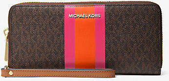 MICHAEL Michael Kors MK Large Logo Stripe Continental Wallet - Electric Pink