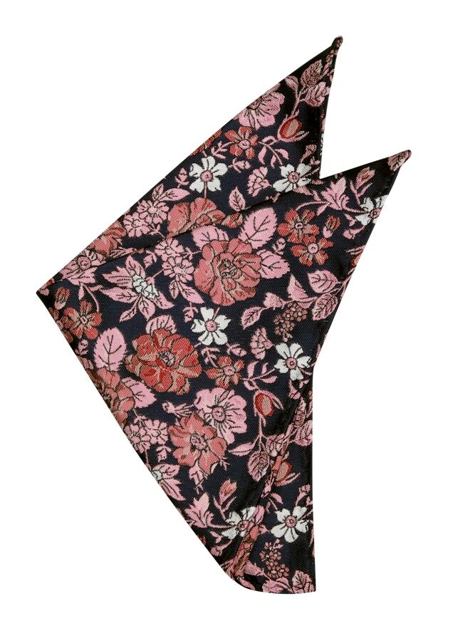 yd. Marcello Floral Pocket Square Navy One