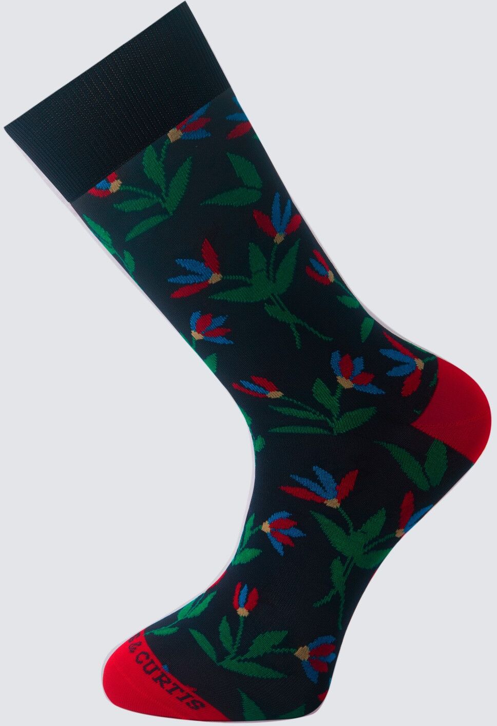 Hawes & Curtis Men's Floral Cotton Rich Socks in Navy/Red   Large   Hawes & Curtis