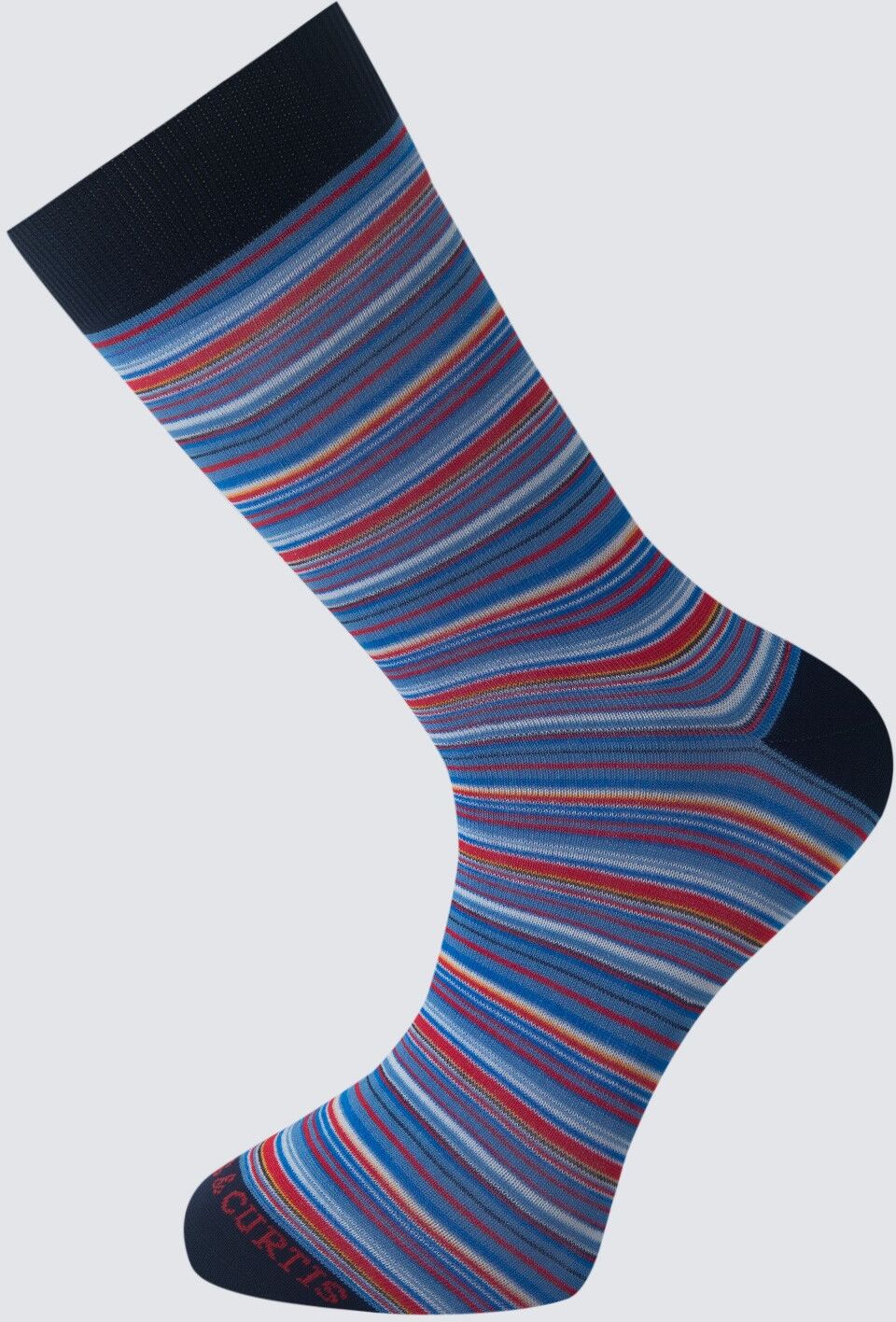 Hawes & Curtis Men's Stripe Cotton Rich Socks in Blue/Red   Medium