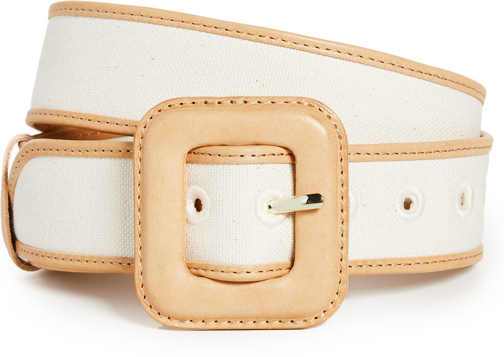 Loeffler Randall Two Tone Belt with Leather Covered Buckle Natural/Honey M/L  Natural/Honey  size:M/L