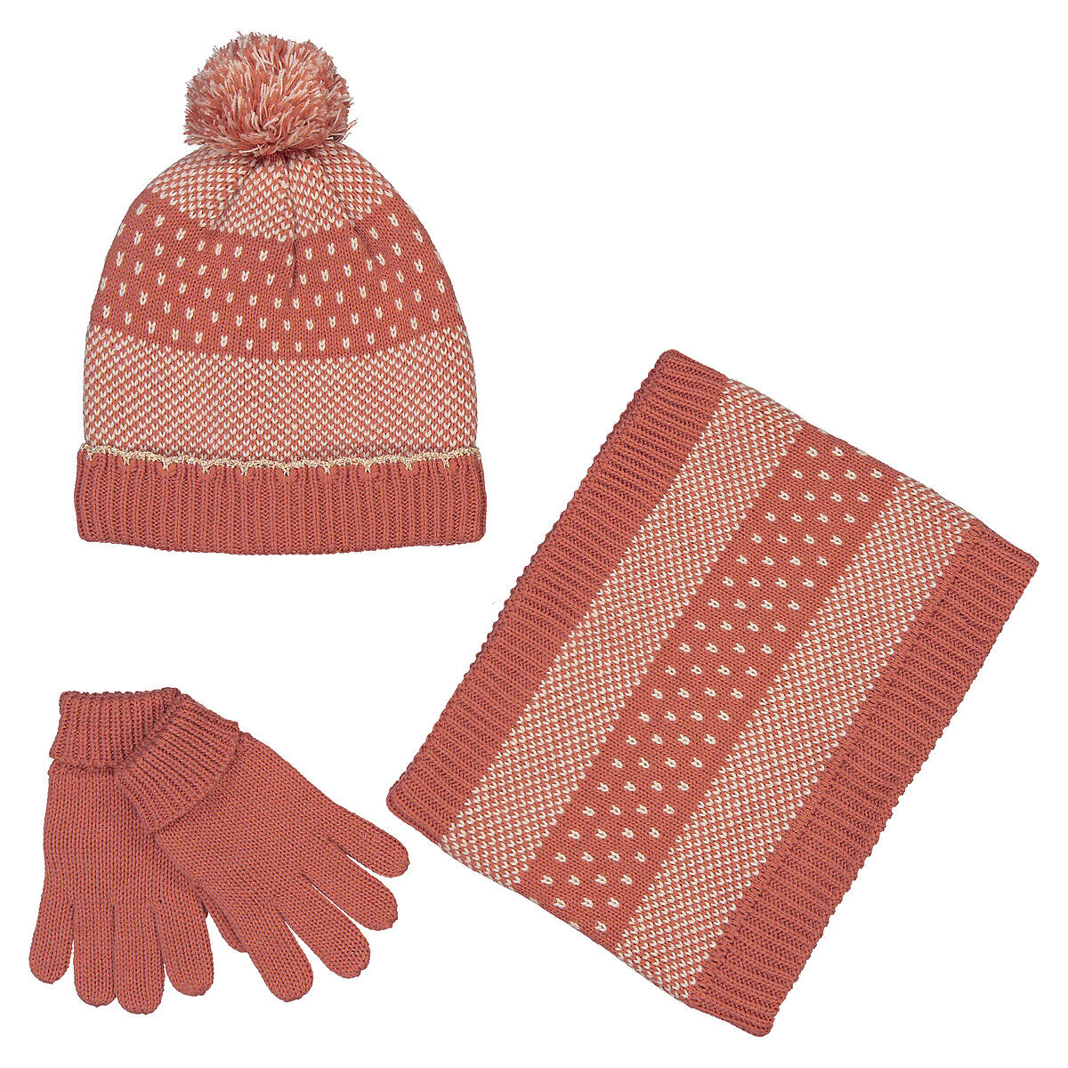 LA REDOUTE COLLECTIONS Ensemble bonnet + snood + gants